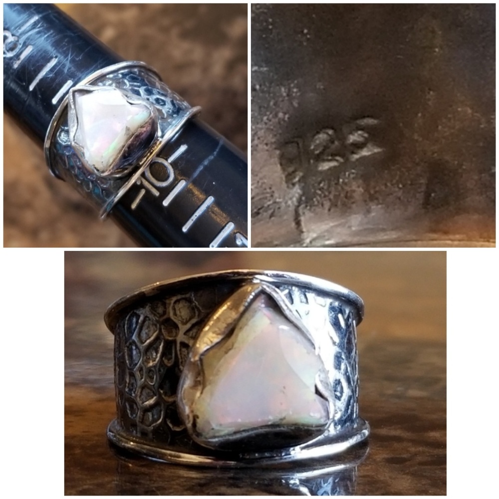 Genuine, Awesome Natural Fire Opal Ring Size 9 - Picture 6 of 6
